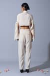 Shop_Quod_Off White Handloom Cotton, Linen Embroidery, Patchwork Office Handwoven Pant _at_Aza_Fashions