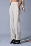 Buy_Quod_Off White Handloom Cotton, Linen Embroidery, Patchwork Office Handwoven Pant _Online_at_Aza_Fashions