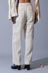 Shop_Quod_Off White Handloom Cotton, Linen Embroidery, Patchwork Office Handwoven Pant _Online_at_Aza_Fashions
