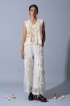 Shop_Quod_Off White Cotton V-neck Sunny Sides A Mess Vest _Online_at_Aza_Fashions