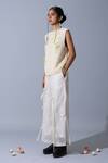 Quod_Off White Cotton Round Neck Wave Vest _Online_at_Aza_Fashions