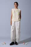 Buy_Quod_Off White Cotton Round Neck Wave Vest _Online_at_Aza_Fashions