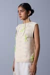 Quod_Off White Cotton Round Neck Wave Vest _at_Aza_Fashions