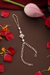 Shop_Swabhimann_Rose Gold Pearls, Stones Plated Polki Hathphool _at_Aza_Fashions