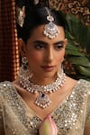 Buy_Swabhimann_Rose Gold Pearls, Stones Polki Studded Pendant Necklace Set _Online_at_Aza_Fashions