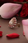 Swabhimann_Red Gemstones, Ruby And Polki Embellished Ring _Online_at_Aza_Fashions