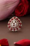 Shop_Swabhimann_Red Gemstones, Ruby And Polki Embellished Ring _at_Aza_Fashions