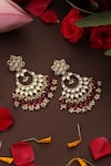 Shop_Swabhimann_Red Stones, Beads, Pearls Gold Plated Polki Chandbalis _at_Aza_Fashions