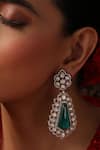 Swabhimann_Green Stones, Beads Emerald Polki Dangler Earrings _Online_at_Aza_Fashions