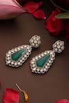 Buy_Swabhimann_Green Stones, Beads Emerald Polki Dangler Earrings _Online_at_Aza_Fashions