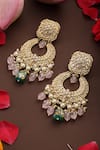 Shop_Swabhimann_Multi Color Stones, Pearls, Beads Kundan Embellished Chandbalis _at_Aza_Fashions