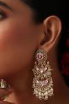 Buy_Swabhimann_Multi Color Pearls, Stones, Beads Red Gold Plated Jadau Dangler Earrings _Online_at_Aza_Fashions