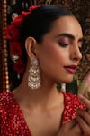 Shop_Swabhimann_Multi Color Pearls, Stones, Beads Red Gold Plated Jadau Dangler Earrings _Online_at_Aza_Fashions