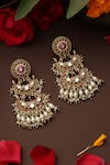 Shop_Swabhimann_Multi Color Pearls, Stones, Beads Red Gold Plated Jadau Dangler Earrings _at_Aza_Fashions