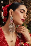 Buy_Swabhimann_Pink Beads, Stones, Pearls Rose Quartz Gold Plated Chandbalis _Online_at_Aza_Fashions