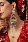Shop_Swabhimann_Pink Beads, Stones, Pearls Rose Quartz Gold Plated Chandbalis _Online_at_Aza_Fashions
