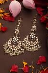 Swabhimann_Gold Plated Stones, Pearls Polki Chandbali Earrings _Online_at_Aza_Fashions