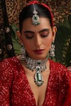 Buy_Swabhimann_Green Stones, Beads, Pearls Polki Embellished Pendant Choker Set _Online_at_Aza_Fashions