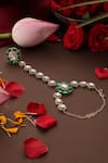 Swabhimann_Green Stones, Faux Diamonds Polki Embellished Hathphool _Online_at_Aza_Fashions
