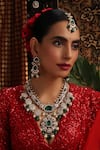 Buy_Swabhimann_Green Stones, Beads, Pearls Polki Embellished Pendant Necklace Set _at_Aza_Fashions