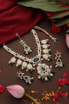 Shop_Swabhimann_Green Stones, Beads, Pearls Polki Embellished Pendant Necklace Set _at_Aza_Fashions