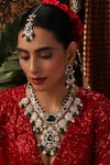 Buy_Swabhimann_Green Stones, Beads, Pearls Polki Embellished Pendant Necklace Set _Online_at_Aza_Fashions