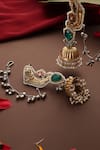 Shop_Swabhimann_Multi Color Pearls, Stones, Beads Green Gold Plated Jhumkas _at_Aza_Fashions