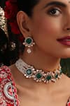 Swabhimann_Green Stones, Pearls Polki Gold Plated Choker Set _Online_at_Aza_Fashions