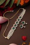 Buy_Swabhimann_Green Stones, Pearls Polki Gold Plated Choker Set _Online_at_Aza_Fashions