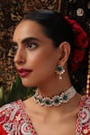 Shop_Swabhimann_Green Stones, Pearls Polki Gold Plated Choker Set _Online_at_Aza_Fashions