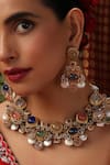 Swabhimann_Multi Color Pearls, Gemstones, Rhinestones Zirconia Embellished Necklace Set _Online_at_Aza_Fashions