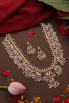 Shop_Swabhimann_Multi Color Pearls, Stones, Beads Multicolor Gold Plated Jadau Long Necklace Set_at_Aza_Fashions
