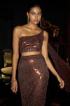 Shop Dash And Dot Chocolate Polyester Sequins One Shoulder Bandeau Top Online at Aza Fashions Shop_Dash And Dot_Chocolate Polyester Sequins One Shoulder Bandeau Top _Online_at_Aza_Fashions