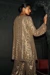 Shop Dash And Dot Gold Viscose Sequins Round Neck Geometric Embroidered Kurta And Pant Set at Aza Fashions Shop_Dash And Dot_Gold Viscose Sequins Round Neck Geometric Embroidered Kurta And Pant Set _at_Aza_Fashions