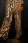 Buy Dash And Dot Gold Viscose Sequins Round Neck Geometric Embroidered Kurta And Pant Set Buy_Dash And Dot_Gold Viscose Sequins Round Neck Geometric Embroidered Kurta And Pant Set