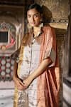 Dash And Dot_Gold Silk, Lurex, Polyester Zari Collared, Multi Striped Kurta And Pant Set _Online