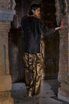 Shop_Dash And Dot_Black Brocade, Silk Benares Striped Pant _at_Aza_Fashions