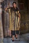 Buy Dash And Dot Black Brocade, Silk Zari Collared, Button-down Neck Benares Striped Kurta at Aza Fashions Buy_Dash And Dot_Black Brocade, Silk Zari Collared, Button-down Neck Benares Striped Kurta _at_Aza_Fashions