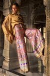 Buy_Dash And Dot_Magenta Brocade Zari Benares Silk Patterned Pant _Online_at_Aza_Fashions