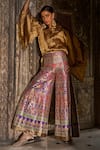 Shop_Dash And Dot_Magenta Brocade Zari Benares Silk Patterned Pant _Online_at_Aza_Fashions