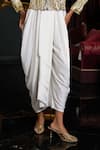 Dash And Dot_Ivory Viscose Asymmetric Draped Pant _Online_at_Aza_Fashions