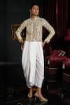 Buy_Dash And Dot_Ivory Viscose Asymmetric Draped Pant _at_Aza_Fashions