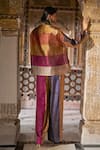 Shop_Dash And Dot_Multi Color Silk Collared Striped Zari Shirt And Pant Set _at_Aza_Fashions