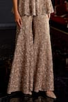 Buy_Dash And Dot_Brown Polyester Sequins, Embroidery V-neck Peplum Tunic And Flared Pant Set _Online_at_Aza_Fashions
