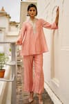 Buy Dash And Dot Blush Silk, Cotton, Lurex, Viscose Striped Pant at Aza Fashions Buy_Dash And Dot_Blush Silk, Cotton, Lurex, Viscose Striped Pant _at_Aza_Fashions