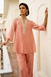 Dash And Dot Blush Silk, Cotton, Lurex, Viscose Mirrors, Metallic Work Kurta And Pant Set at Aza Fashions Dash And Dot_Blush Silk, Cotton, Lurex, Viscose Mirrors, Metallic Work Kurta And Pant Set _at_Aza_Fashions