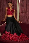 Buy Dash And Dot Black Polyester, Viscose Embroidery Floral Flared Skirt at Aza Fashions Buy_Dash And Dot_Black Polyester, Viscose Embroidery Floral Flared Skirt _at_Aza_Fashions