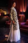 Dash And Dot_Black Polyester, Viscose Embroidery, Metallic Thread High Neck Floral Jacket _Online_at_Aza_Fashions