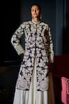 Buy_Dash And Dot_Black Polyester, Viscose Embroidery, Metallic Thread High Neck Floral Jacket _at_Aza_Fashions