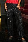 Dash And Dot Black Polyester, Viscose Sequins Paillette Pant Online at Aza Fashions Dash And Dot_Black Polyester, Viscose Sequins Paillette Pant _Online_at_Aza_Fashions